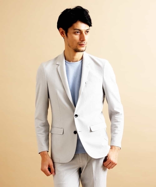 MICHEL KLEIN HOMME   （ミッシェルクランオム）の「【洗える】ジャケット（MYトリコサッカー）（セットアップ・メンズ・ネイビー/グレー・46/48）」の13枚目の写真