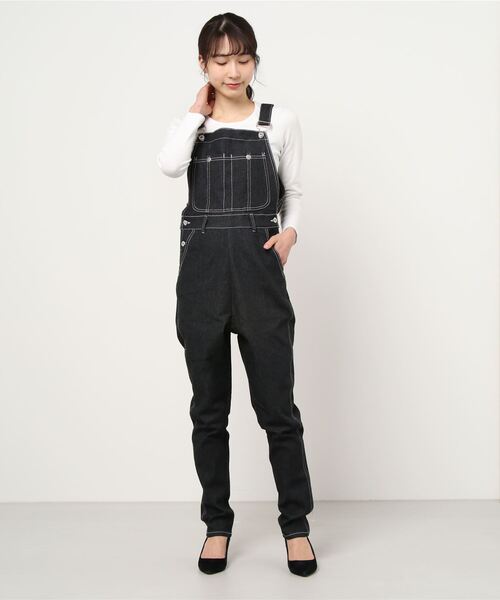 BEATJIVE（ビートジャイブ）の「ストレッチ デニム オーバーオール レディース（サロペット/オーバーオール・レディース・ブラック/カーキ/ワンウォッシュ/ブルー・2/1）」の3枚目の写真