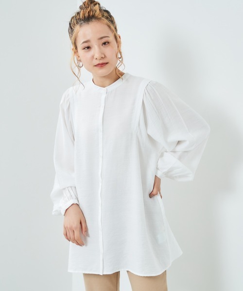 cepo（セポ）の「パフスリーブボリュームドレスシャツ　※２ＷＡＹ（シャツ/ブラウス・レディース・オフホワイト/サックスブルー/ベージュ・M）」の2枚目の写真