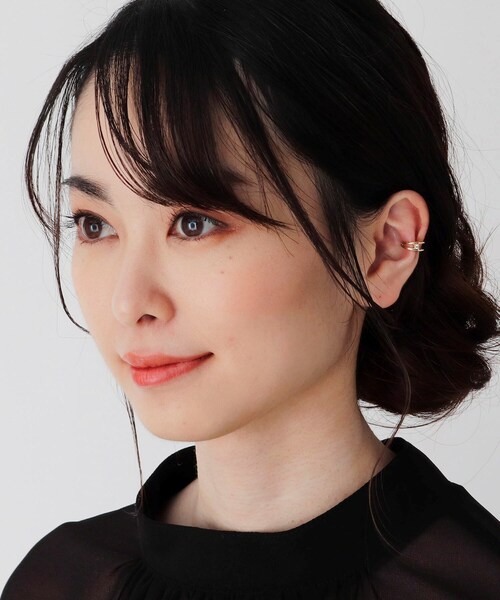 con affetto 】 K10デザインピアス メッシュ K10YG K10デザインフープ