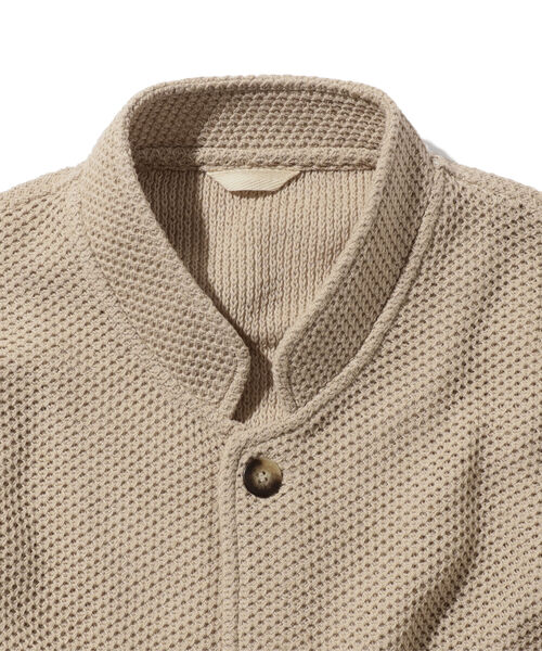 BEAMS LIGHTS（ビームスライツ）の「BEAMS LIGHTS / コットンリネンメッシュ スタンドカラージャケット（ノーカラージャケット・メンズ・インディゴブルー/ナチュラル・SMALL/MEDIUM/LARGE）」の17枚目の写真