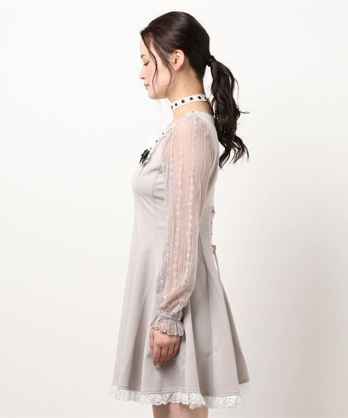 Secret Honey（シークレットハニー）の「胸元フリルレーススリーブワンピース（ワンピース・レディース・ブラック/グレー/ブラック系その他・MEDIUM）」の8枚目の写真