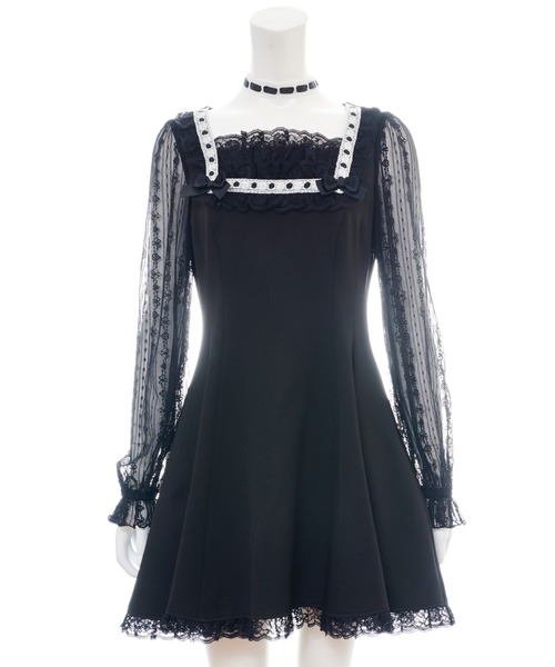 Secret Honey（シークレットハニー）の「胸元フリルレーススリーブワンピース（ワンピース・レディース・ブラック/グレー/ブラック系その他・MEDIUM）」の10枚目の写真