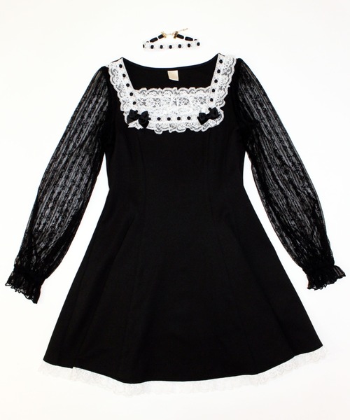 Secret Honey（シークレットハニー）の「胸元フリルレーススリーブワンピース（ワンピース・レディース・ブラック/グレー/ブラック系その他・MEDIUM）」の17枚目の写真