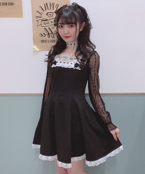 Secret Honey（シークレットハニー）の「胸元フリルレーススリーブワンピース（ワンピース・レディース・ブラック/グレー/ブラック系その他・MEDIUM）」の14枚目の写真