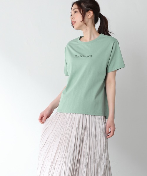 Honeys（ハニーズ）の「半袖ロゴプリントＴ（Tシャツ/カットソー・レディース・ベージュ/グリーン/ホワイト×ブルー/ホワイト/パープル/レッド/ブラック・L/S/LL/M）」の5枚目の写真