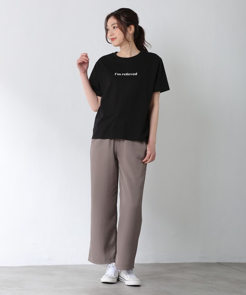 Honeys（ハニーズ）の「半袖ロゴプリントＴ（Tシャツ/カットソー・レディース・ベージュ/グリーン/ホワイト×ブルー/ホワイト/パープル/レッド/ブラック・L/S/LL/M）」の17枚目の写真