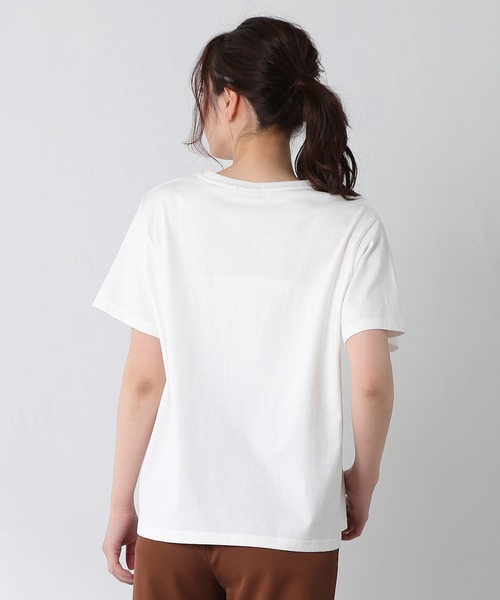 Honeys（ハニーズ）の「半袖ロゴプリントＴ（Tシャツ/カットソー・レディース・ベージュ/グリーン/ホワイト×ブルー/ホワイト/パープル/レッド/ブラック・L/S/LL/M）」の15枚目の写真