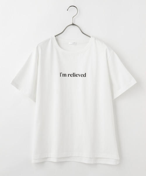 Honeys（ハニーズ）の「半袖ロゴプリントＴ（Tシャツ/カットソー・レディース・ベージュ/グリーン/ホワイト×ブルー/ホワイト/パープル/レッド/ブラック・L/S/LL/M）」の12枚目の写真