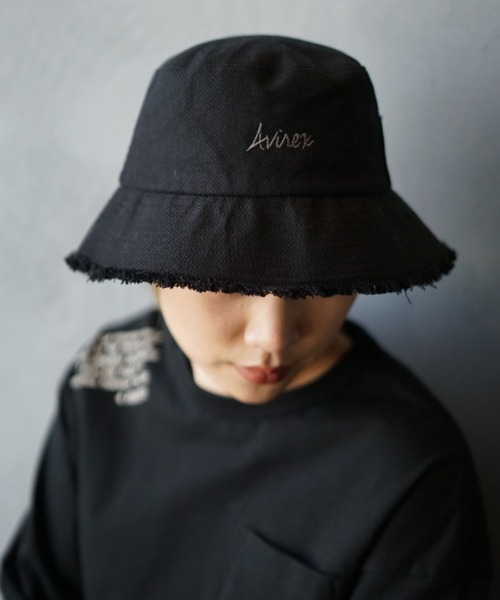 AVIREX（アヴィレックス）の「リネンバケットハット/ LINEN BUCKET HAT（ハット・レディース・ブラック/オフホワイト・FREE）」の10枚目の写真