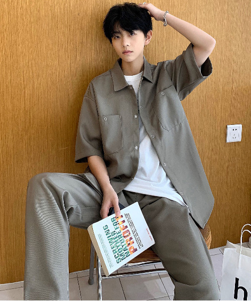 neos（ネオス）の「【neos -addictive design-】ルーズシルエット ダブルポケットシャツ＆パンツ セットアップ（セットアップ・メンズ・ブラック/カーキ/ブルーグレー/グレイッシュベージュ・MEDIUM/LARGE）」の16枚目の写真