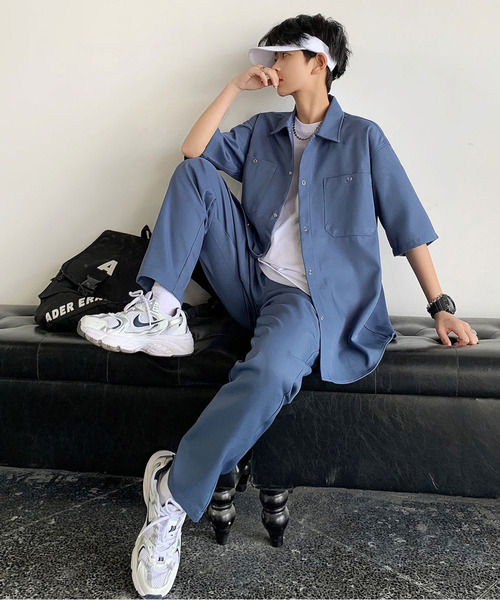 neos（ネオス）の「【neos -addictive design-】ルーズシルエット ダブルポケットシャツ＆パンツ セットアップ（セットアップ・メンズ・ブラック/カーキ/ブルーグレー/グレイッシュベージュ・MEDIUM/LARGE）」の6枚目の写真
