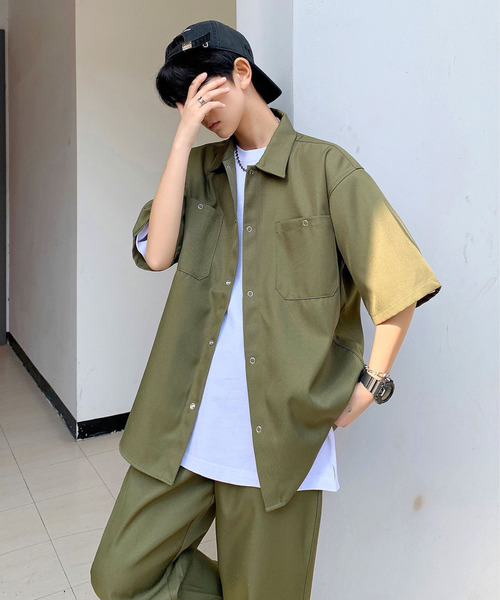 neos（ネオス）の「【neos -addictive design-】ルーズシルエット ダブルポケットシャツ＆パンツ セットアップ（セットアップ・メンズ・ブラック/カーキ/ブルーグレー/グレイッシュベージュ・MEDIUM/LARGE）」の20枚目の写真