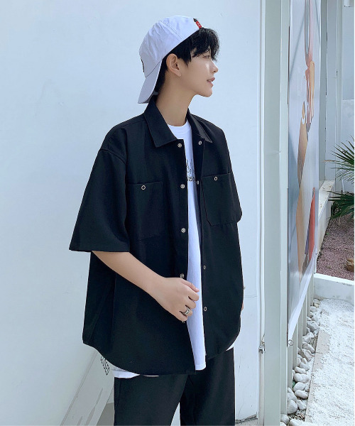 neos（ネオス）の「【neos -addictive design-】ルーズシルエット ダブルポケットシャツ＆パンツ セットアップ（セットアップ・メンズ・ブラック/カーキ/ブルーグレー/グレイッシュベージュ・MEDIUM/LARGE）」の7枚目の写真