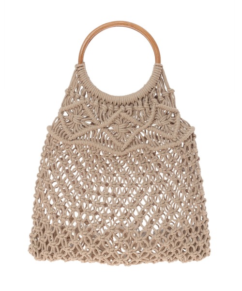 fifth（フィフス）の「ウッドハンドルクロシェ編みバッグ（ハンドバッグ・レディース・ホワイト/モカ・FREE）」の5枚目の写真