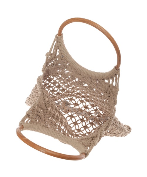 fifth（フィフス）の「ウッドハンドルクロシェ編みバッグ（ハンドバッグ・レディース・ホワイト/モカ・FREE）」の3枚目の写真