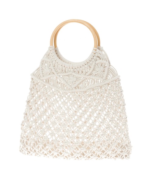 fifth（フィフス）の「ウッドハンドルクロシェ編みバッグ（ハンドバッグ・レディース・ホワイト/モカ・FREE）」の6枚目の写真