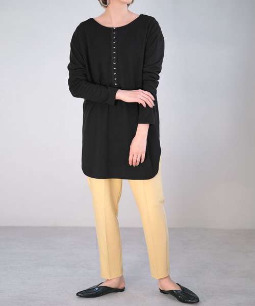 ＡＮＤＪ（アンドジェイ）の「2WAYホックテープ変形リブTシャツ（Tシャツ/カットソー・レディース・ライトベージュ/ブラック/カーキ/モカ・M）」の11枚目の写真