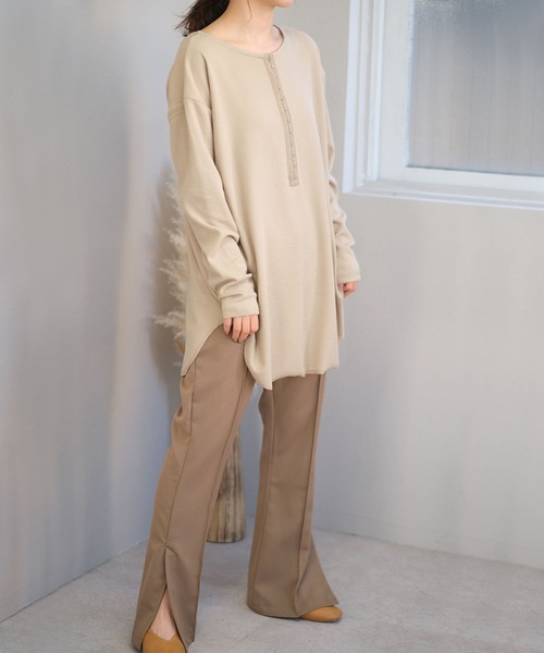 ＡＮＤＪ（アンドジェイ）の「2WAYホックテープ変形リブTシャツ（Tシャツ/カットソー・レディース・ライトベージュ/ブラック/カーキ/モカ・M）」の19枚目の写真