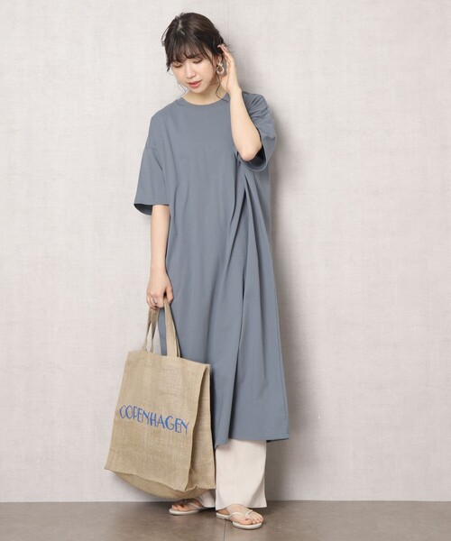 FREAK'S STORE（フリークスストア）の「▽【WEB限定】STORATECH/ストラテック 〈高機能素材〉半袖Tシャツワンピース (カットワンピース/ひんやり冷感・UV素材Tシャツワンピ)（ワンピース・レディース・ホワイト/ブラック/ベージュ/ブルー/グリーン/ラベンダー・ﾌﾘ-）」の5枚目の写真