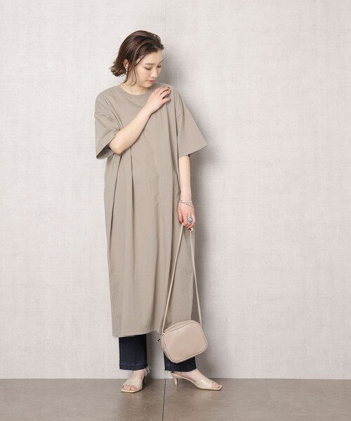 FREAK'S STORE（フリークスストア）の「▽【WEB限定】STORATECH/ストラテック 〈高機能素材〉半袖Tシャツワンピース (カットワンピース/ひんやり冷感・UV素材Tシャツワンピ)（ワンピース・レディース・ホワイト/ブラック/ベージュ/ブルー/グリーン/ラベンダー・ﾌﾘ-）」の14枚目の写真