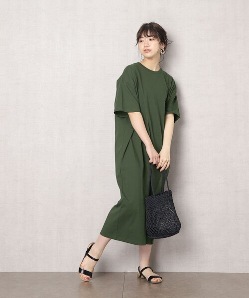 FREAK'S STORE（フリークスストア）の「▽【WEB限定】STORATECH/ストラテック 〈高機能素材〉半袖Tシャツワンピース (カットワンピース/ひんやり冷感・UV素材Tシャツワンピ)（ワンピース・レディース・ホワイト/ブラック/ベージュ/ブルー/グリーン/ラベンダー・ﾌﾘ-）」の18枚目の写真