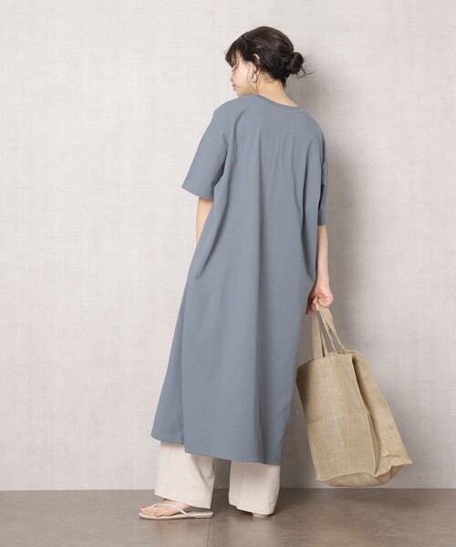 FREAK'S STORE（フリークスストア）の「▽【WEB限定】STORATECH/ストラテック 〈高機能素材〉半袖Tシャツワンピース (カットワンピース/ひんやり冷感・UV素材Tシャツワンピ)（ワンピース・レディース・ホワイト/ブラック/ベージュ/ブルー/グリーン/ラベンダー・ﾌﾘ-）」の21枚目の写真