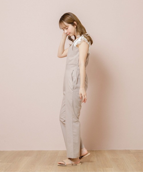 flower（フラワー）の「リボンキャミロンパース（サロペット/オーバーオール・レディース・ベージュ/ブラウン・FREE）」の12枚目の写真