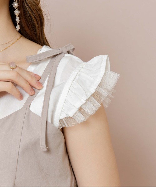 flower（フラワー）の「リボンキャミロンパース（サロペット/オーバーオール・レディース・ベージュ/ブラウン・FREE）」の11枚目の写真