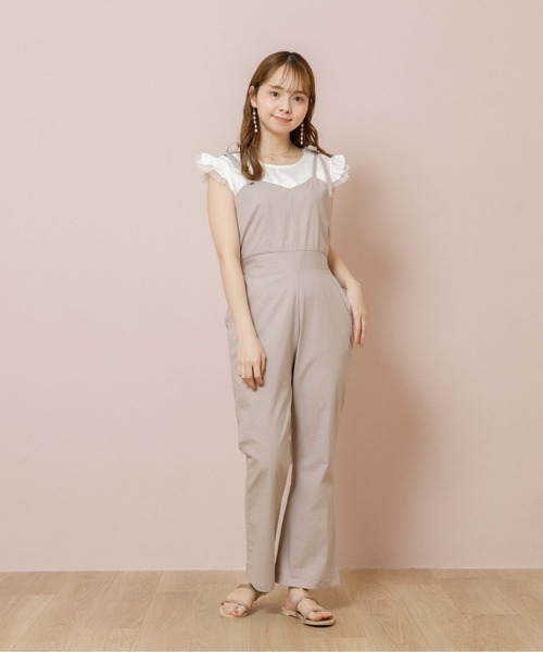 flower（フラワー）の「リボンキャミロンパース（サロペット/オーバーオール・レディース・ベージュ/ブラウン・FREE）」の19枚目の写真