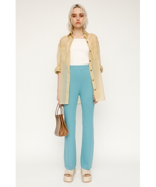 SLY（スライ）の「NYLON BLEND FLARE PT ナイロン ブレンド フレアパンツ（スラックス・レディース・ブルー/ブラック/ブラウン・2/1）」の4枚目の写真