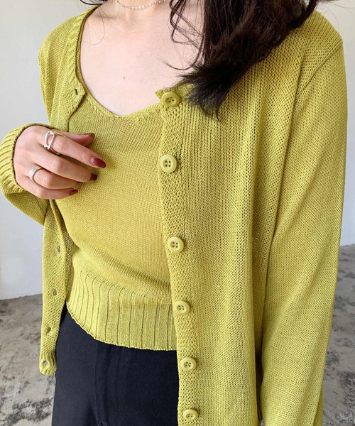 LIAN（リアン）の「リネンタッチキャミソール＆カーディガンセット（カーディガン/ボレロ・レディース・ブラック/ベージュ/オフホワイト/イエロー/オレンジ・FREE）」の9枚目の写真