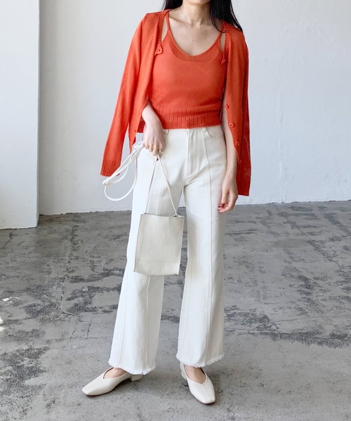 LIAN（リアン）の「リネンタッチキャミソール＆カーディガンセット（カーディガン/ボレロ・レディース・ブラック/ベージュ/オフホワイト/イエロー/オレンジ・FREE）」の14枚目の写真