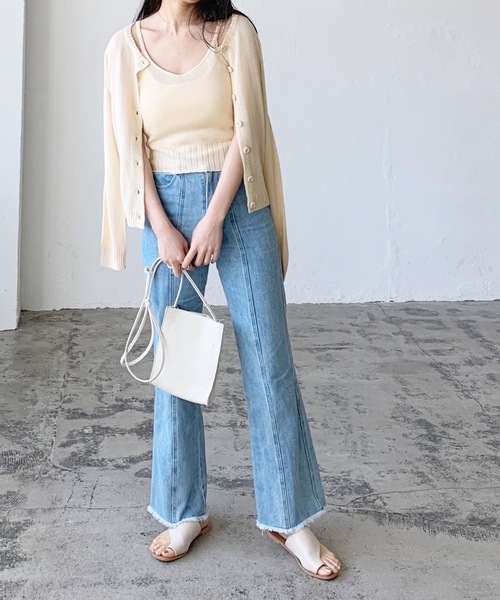 LIAN（リアン）の「リネンタッチキャミソール＆カーディガンセット（カーディガン/ボレロ・レディース・ブラック/ベージュ/オフホワイト/イエロー/オレンジ・FREE）」の18枚目の写真