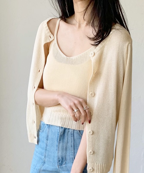 LIAN（リアン）の「リネンタッチキャミソール＆カーディガンセット（カーディガン/ボレロ・レディース・ブラック/ベージュ/オフホワイト/イエロー/オレンジ・FREE）」の20枚目の写真