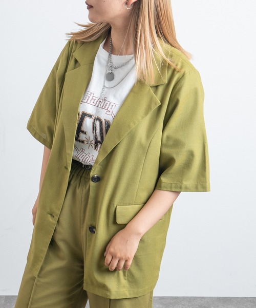 kutir（クティール）の「【セットアップ可能！】半袖ジャケット（テーラードジャケット・レディース・ライトグリーン/レンガ/ブラック/ブルーグリーン・SMALL/LARGE/MEDIUM）」の13枚目の写真