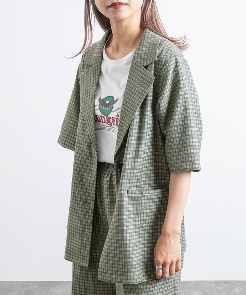 kutir（クティール）の「【セットアップ可能！】半袖ジャケット（テーラードジャケット・レディース・ライトグリーン/レンガ/ブラック/ブルーグリーン・SMALL/LARGE/MEDIUM）」の18枚目の写真