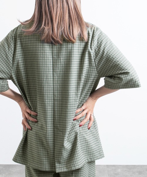 kutir（クティール）の「【セットアップ可能！】半袖ジャケット（テーラードジャケット・レディース・ライトグリーン/レンガ/ブラック/ブルーグリーン・SMALL/LARGE/MEDIUM）」の19枚目の写真