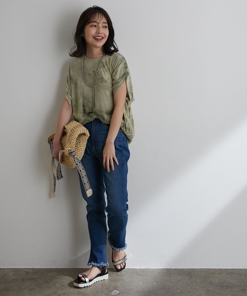 vis-`a-vis（ビサビ）の「【WEB限定】タイダイ染ドレープTシャツ（Tシャツ/カットソー・レディース・サックスブルー/グリーン系その他・FREE）」の8枚目の写真