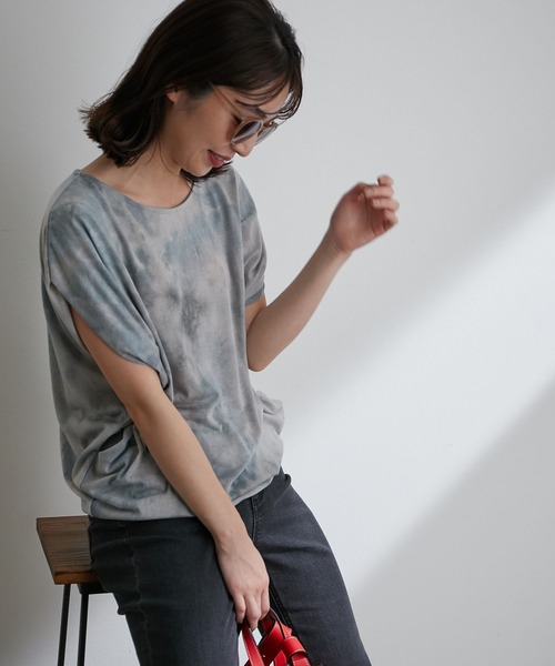vis-`a-vis（ビサビ）の「【WEB限定】タイダイ染ドレープTシャツ（Tシャツ/カットソー・レディース・サックスブルー/グリーン系その他・FREE）」の13枚目の写真