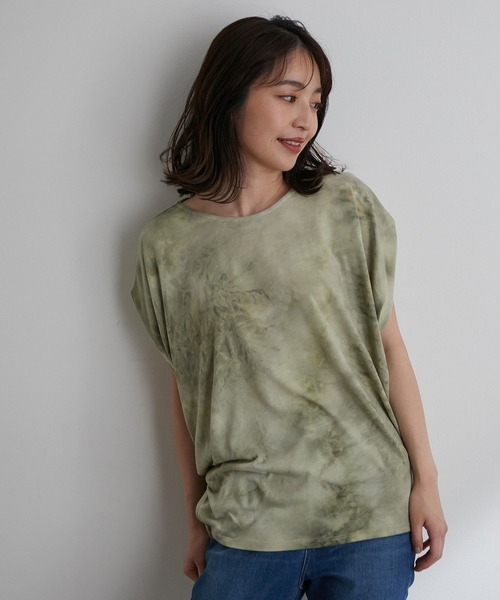 vis-`a-vis（ビサビ）の「【WEB限定】タイダイ染ドレープTシャツ（Tシャツ/カットソー・レディース・サックスブルー/グリーン系その他・FREE）」の4枚目の写真