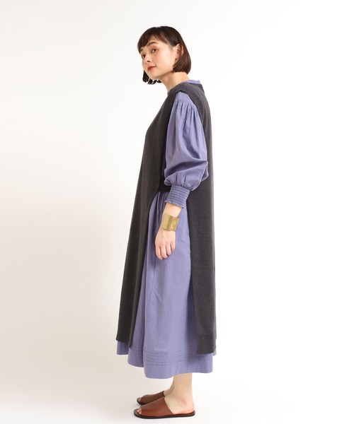 【セール】K2538 リネンニットジレワンピース（ワンピース）｜RNA-N（アールエヌエーエヌ）