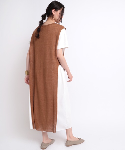 【セール】K2538 リネンニットジレワンピース（ワンピース）｜RNA-N（アールエヌエーエヌ）