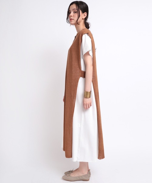 【セール】K2538 リネンニットジレワンピース（ワンピース）｜RNA-N（アールエヌエーエヌ）