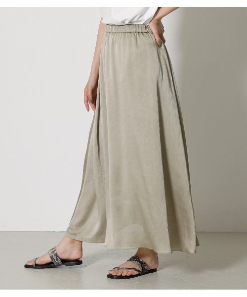 AZUL by moussy(アズールバイマウジー)の「SHEER SHINY LONG SKIRT/シアーシャイニーロングスカート(スカート・レディース・ダークブラウン/ライトカーキ・SMALL/MEDIUM)」の12枚目の写真