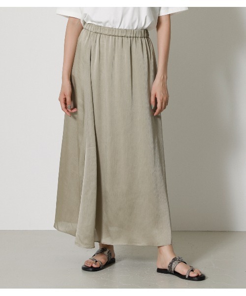AZUL by moussy(アズールバイマウジー)の「SHEER SHINY LONG SKIRT/シアーシャイニーロングスカート(スカート・レディース・ダークブラウン/ライトカーキ・SMALL/MEDIUM)」の15枚目の写真