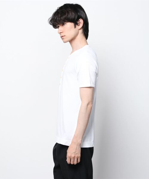 CIRCOLO 1901（チルコロ 1901）の「CIRCOLO(チルコロ)　ヘンリーネックTシャツ（Tシャツ/カットソー・メンズ・ブルー/ホワイト・LARGE/MEDIUM）」の3枚目の写真