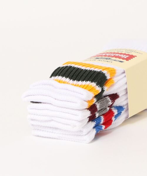 Healthknit（ヘルスニット）の「【Healthknit/ヘルスニット】ソックス配色3本ラインフルパイル3Pセット（ソックス/靴下・メンズ・ホワイト系その他・FREE）」の2枚目の写真