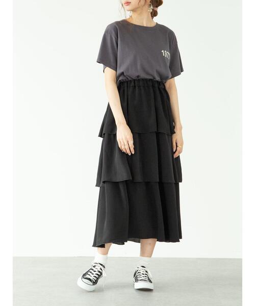 SLURR（スラ―）の「フリルティアードスカート（スカート・レディース・ブラック/アイボリー/ミント・FREE）」の19枚目の写真