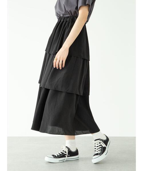 SLURR（スラ―）の「フリルティアードスカート（スカート・レディース・ブラック/アイボリー/ミント・FREE）」の21枚目の写真